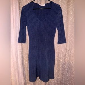 Blue Tight Ribbed Dress